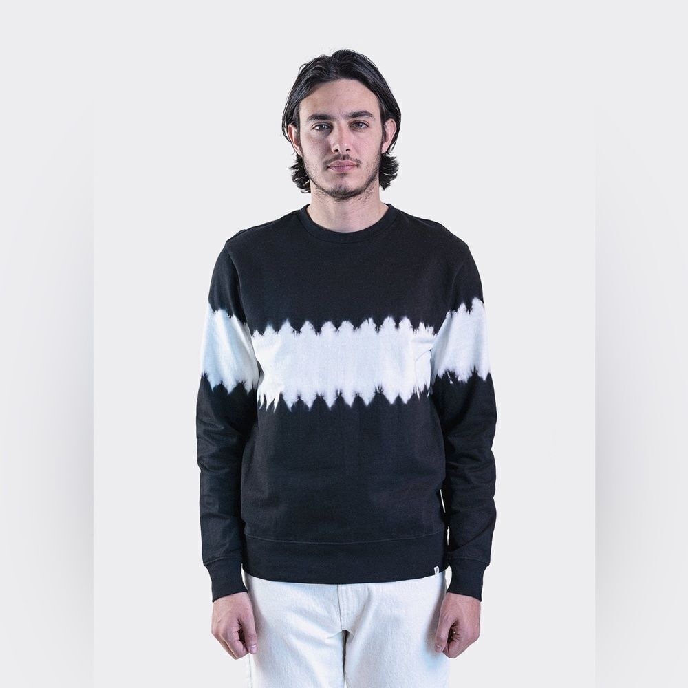 Sovereign Code Sundays Crewneck Black & White Tie Dye Cotton Sweater NWT